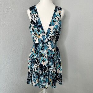 X Naven Twins Ask Me Out Mini Dress in Painted Floral Print cutouts womens M